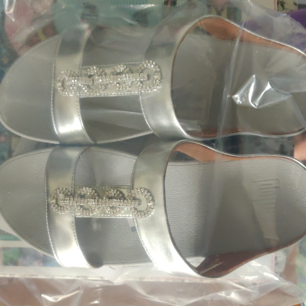 Fitflop Sparkle Slides - Grey/Silver
